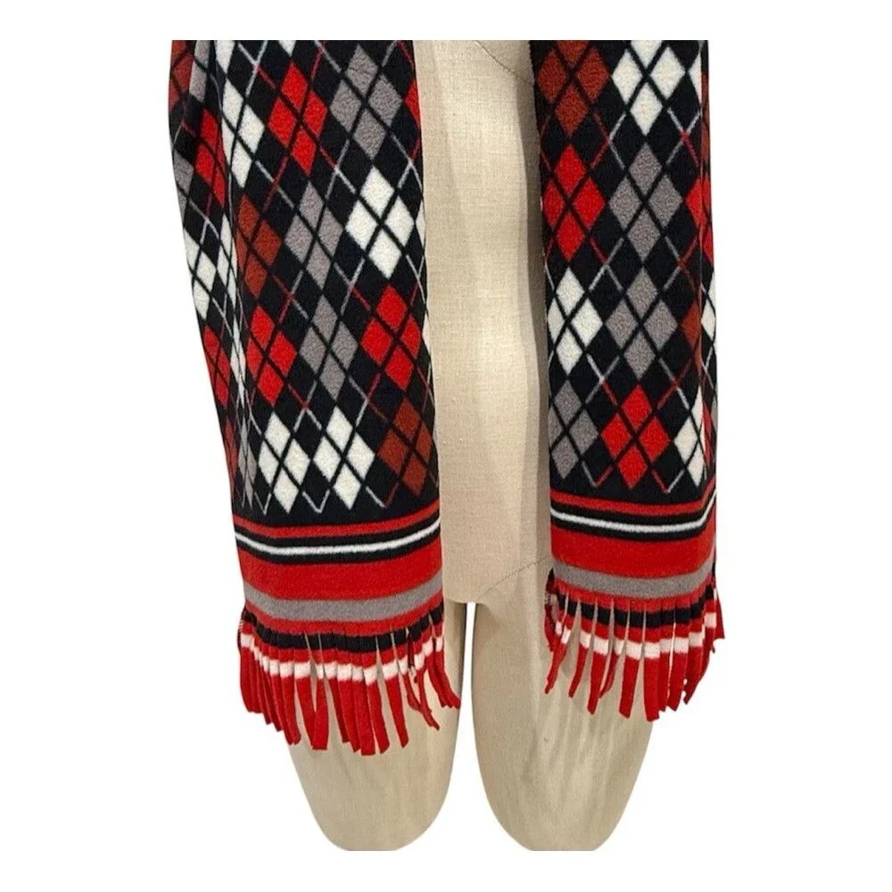 ST JOHNS BAY Argyle Scarf fleece 56 Inch Long Fringe Unisex Multicolor